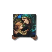 Meryem Ana ve Çocuk İsa Vitray Ahşap Dekor thumbnail 1