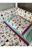 Jaju Baby Sevimli Orman Desenli Ve Yeşil Kombinli 90x190 Bebek Nevresim Takımı Ve Kenar Koruma - 3