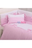Jaju Baby Pembe Beyaz Montessori/beşik Bebek Nevresim Takımı Ve Kenar Koruma 100x200 - 1