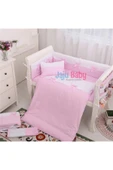 Jaju Baby Pembe Beyaz Montessori/beşik Bebek Nevresim Takımı Ve Kenar Koruma 100x200 - 2
