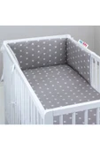 Jaju Baby Gri Zemin Beyaz Yıldız 70x140 Beşik / Montessori Kenar Koruma Beşik Bariyer - 1
