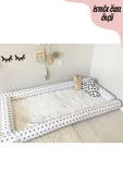 Jaju Baby Siyah Yıldızlı Montessori Yatak Bariyer 80x130 Beşik Kenar Koruma Özel Ölçü - 1