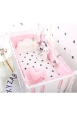 Jaju Baby Fırfırlı Pembe 80x130 Renk Beşik / Montessori Bebek Kenar Koruma - 1