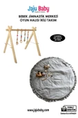 Jaju Baby Ahşap Bebek Jimnastik & Egzersiz & Su Yeşili Oyun Halısı Takım - 4