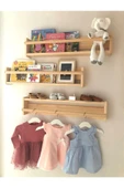 Jaju Baby 60 Cm 3lü Naturel Raf Askılık Montessori Çocuk Odası Aksesuar Dekorasyon - 1