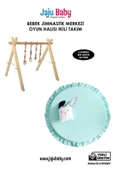 Jaju Baby Ahşap Bebek Jimnastik & Egzersiz & Su Yeşili Oyun Halısı Takım - 1
