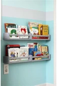 Jaju Baby 40 Cm 4 Lü Gri Ahşap Raf Montessori Kitaplık Çocuk Odası Aksesuar Dekorasyon Mobilya - 1