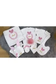 Jaju Baby Pembe Fiyonk Nakışlı Ve Isim Işlemeli Bebek Yeni Doğan Set - 1