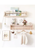 Jaju Baby 50 Cm 2li Naturel Raf Askılık Montessori Çocuk Odası Aksesuar Dekorasyon - 1