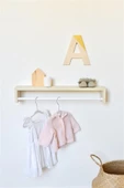 Jaju Baby 60 Cm Tekli Beyaz Naturel Raf Askılık Montessori Çocuk Odası Aksesuar Dekorasyon - 1