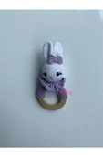 Jaju Baby Amigurumi Mor Tavşan Diş Kaşıyıcılı Çıngırak 14 Cm - 1