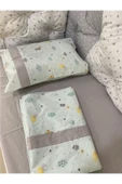Jaju Baby Gri Yıldızlı Ve Bulut Kombinli 90x190 Montessori/beşik Nevresim Takımı Ve Kenar Koruma - 2