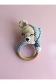 Jaju Baby Amigurumi Bebe Mavisi Uykucu Ayıcık 22 Cm Çıngırak Ve Emzik Zinciri Üçlü Set - 3