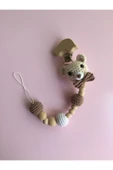 Jaju Baby Kahverengi Ayıcık Set Amigurumi Oyuncak 22 Cm Çıngırak Ve Emzik Zinciri Üçlü Set - 4