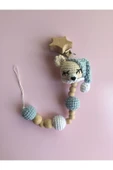 Jaju Baby Amigurumi Bebe Mavisi Uykucu Ayıcık 22 Cm Çıngırak Ve Emzik Zinciri Üçlü Set - 4
