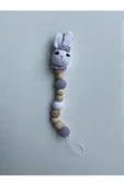 Jaju Baby Amigurumi Mor Tavşan 29 Cm Çıngırak Ve Emzik Zinciri Üçlü Set - 4
