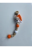 Jaju Baby Amigurumi Turuncu Uykucu Ayıcık 22 Cm Çıngırak Ve Emzik Zinciri Üçlü Set - 4