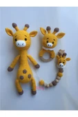 Jaju Baby Amigurumi Zürafa 33 Cm Çıngırak Ve Emzik Zinciri Üçlü Set - 1