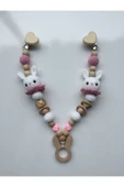 Jaju Baby Amigurumi Pembe Tavşan Detaylı Çift Emzik Zinciri - 1