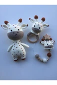 Jaju Baby Amigurumi Zürafa 23 Cm Çıngırak Ve Emzik Zinciri Üçlü Set - 1