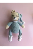 Jaju Baby Amigurumi Bebe Mavisi Uykucu Ayıcık 22 Cm Çıngırak Ve Emzik Zinciri Üçlü Set - 2