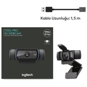 Logıtech 960-001252, C920s, Hd Pro 1080p/30 Fps, Dahili Çift Mikrofonlu, Full Hd, Webcam - 4