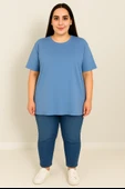 Kadın Büyük Beden Kısa Kollu Basic Oversize T-shirt 1976-25 - 2