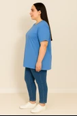 Kadın Büyük Beden Kısa Kollu Basic Oversize T-shirt 1976-25 - 4