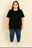Kadın Büyük Beden Kısa Kollu Basic Oversize T-shirt 1976-25 - 9