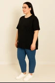 Kadın Büyük Beden Kısa Kollu Basic Oversize T-shirt 1976-25 - 10