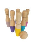 WOODTOY'S ORGANİK OYUNCAK DÜNYASI Handmade Ahşap Bowling Seti - 4