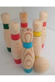 WOODTOY'S ORGANİK OYUNCAK DÜNYASI Handmade Ahşap Bowling Seti - 8