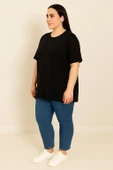 Kadın Büyük Beden Kısa Kollu Basic Oversize T-shirt 1976-25 - 9