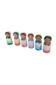 WOODTOY'S ORGANİK OYUNCAK DÜNYASI 6' LI MİNİ PEG BEBEK ( KIZ ) - 1