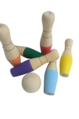 WOODTOY'S ORGANİK OYUNCAK DÜNYASI Handmade Ahşap Bowling Seti - 6