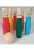WOODTOY'S ORGANİK OYUNCAK DÜNYASI Handmade Ahşap Bowling Seti - 3
