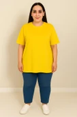 Kadın Büyük Beden Kısa Kollu Basic Oversize T-shirt 1976-25 - 5
