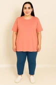 Kadın Büyük Beden Kısa Kollu Basic Oversize T-shirt 1976-25 - 11