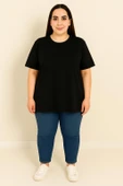 Kadın Büyük Beden Kısa Kollu Basic Oversize T-shirt 1976-25 - 8