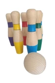 WOODTOY'S ORGANİK OYUNCAK DÜNYASI Handmade Ahşap Bowling Seti - 2