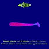 Silikon Kurt Yem - 1,1g 55mm - Fishack Wormix - 1 Adet - UV - Pembe - Karides Kokulu thumbnail 2