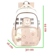Muggle 3 Bölmeli New Star Kolej Okul Sırt Çantası Bej (MU-1926) thumbnail 2