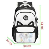 Muggle 3 Bölmeli Uniqe Cats Kolej Okul Sırt Çantası Siyah (MU-1827) thumbnail 2