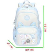 Muggle 3 Bölmeli Uniqe Cats Kolej Okul Sırt Çantası Açık Mavi (MU-1803) thumbnail 2