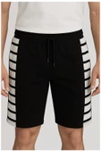 Erkek Siyah Beyaz Çizgili Spor Bermuda Şort - 3