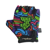 Raptor Çocuk Eldiveni Kısa Parmak Çocuk Bisiklet Eldiveni Silikon Jelli Take it Easy Desenli M Beden thumbnail 1