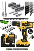 assurr Çift Akülü Çelik Mandren 84 Parça Şarjlı Matkap Sarı Ve 12 Köşe 360° Otomatik Hizalamalı Lazer thumbnail 1