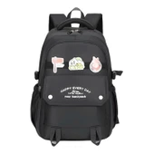 Muggle 3 Bölmeli Happy Camp Kolej Okul Sırt Çantası Siyah (MU-1667) thumbnail 1