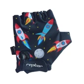 Raptor Çocuk Eldiveni Kısa Parmak Çocuk Bisiklet Eldiveni Silikon Jelli Roket Desenli M Beden thumbnail 1