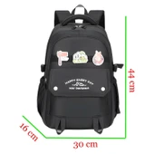 Muggle 3 Bölmeli Happy Camp Kolej Okul Sırt Çantası Siyah (MU-1667) thumbnail 2